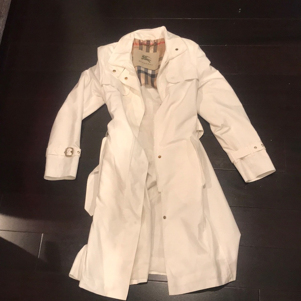 White Burberry London Rain Coat